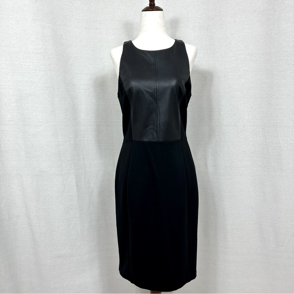 NWOT Bar III Black Faux Leather Midi Dress